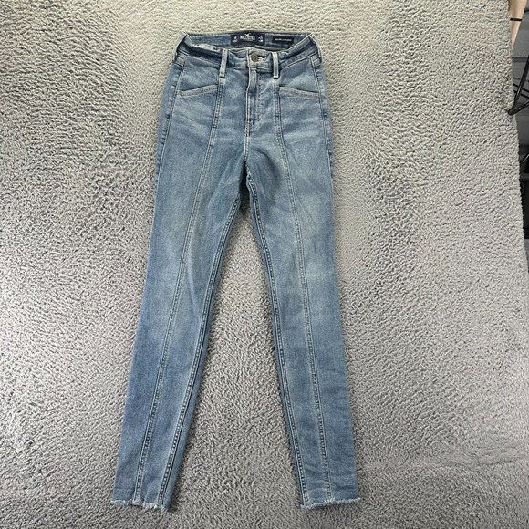 Hollister Denim - Hollister Jeans Women's 1 Blue Cotton Denim Skinny Leg Frayed Hem Travel Stretch